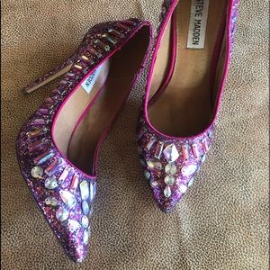 Steve Madden glitter jewel heels